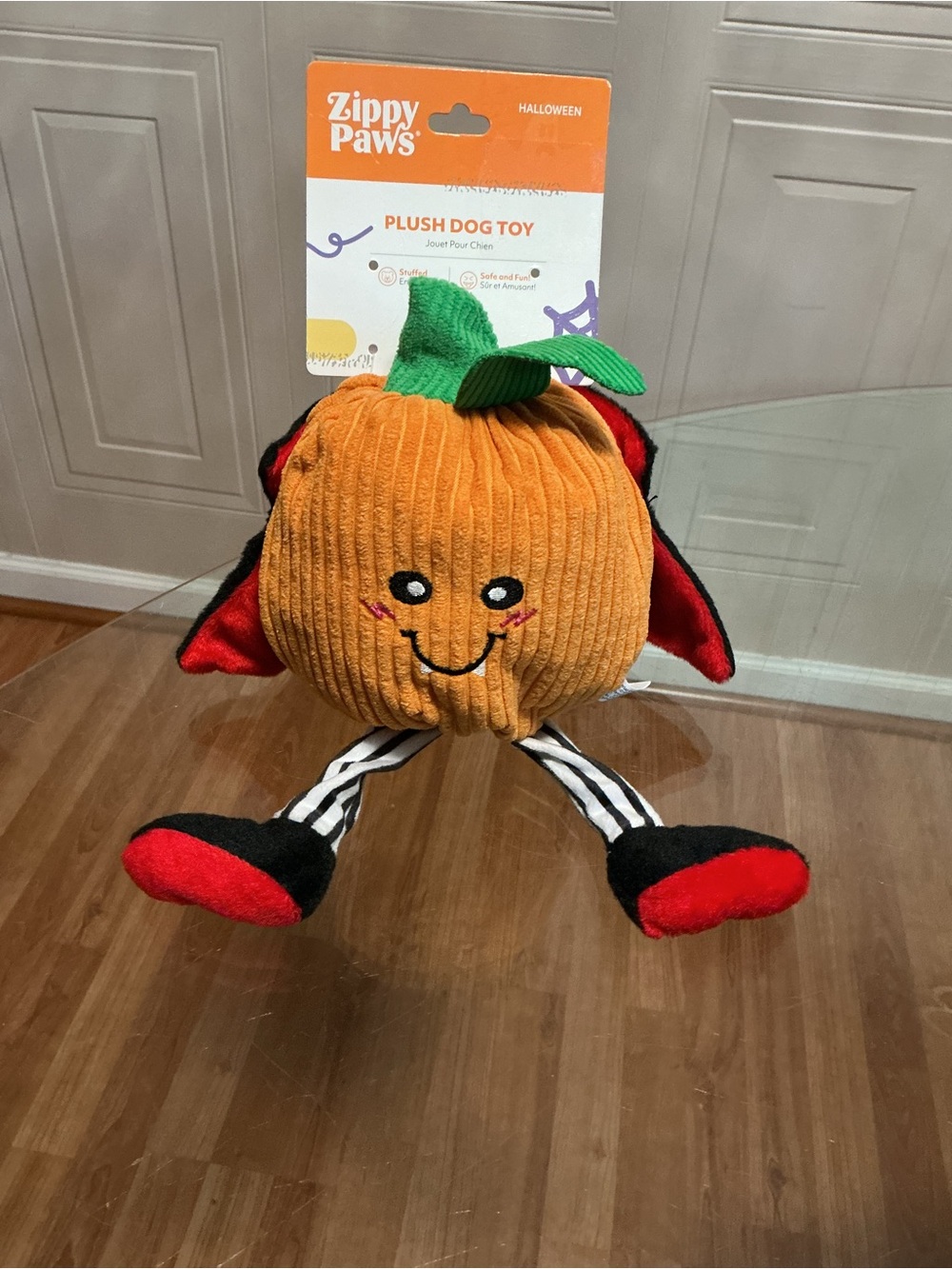 Zippy Paws Plush Squeaker Dog Toy - Halloween 11”  Pumpkin - Vamp With Legs